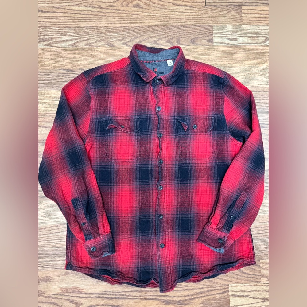Woolrich Men’s Large Flannel Buffalo Plaid Button Down Long sleeve Shirt